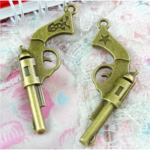20pcs 34*22MM Antique Bronze Plated Revolver Gun Charms DIY Jewelry Pendant Fit Bracelets Necklaces Earrings Handmade Crafts