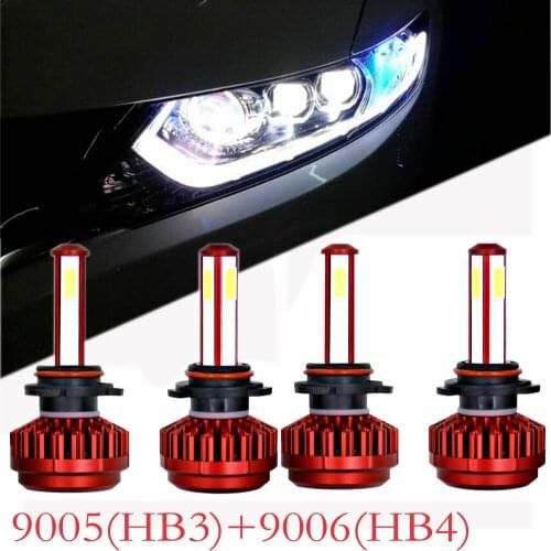 4pcs 9005 HB3+9006 HB4 160W 16000LM LED Headlight Bulb Light Kit High Low Beam 6000K white Car Light Fog Lamps