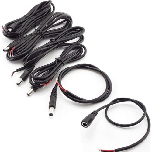 5pcs 5.5x2.1mm DC Male Power Pigtail Cable Male Female Jack Cord DC Connector For CCTV Security Camera Moniter Solar Panel