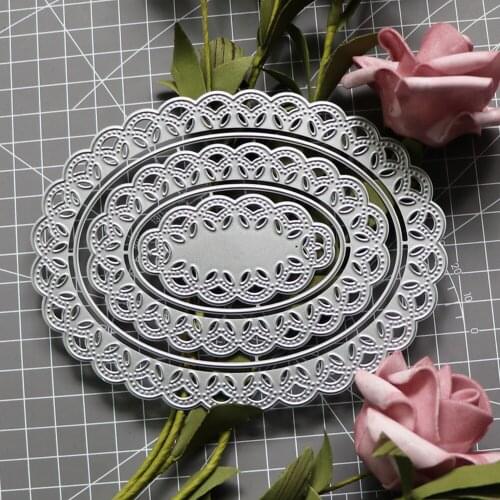 5pcs Lace Oval Frame Metal Craft Dies Cutting Card Making Stencils Diy Scrapbooking New Embossing Dies 2021