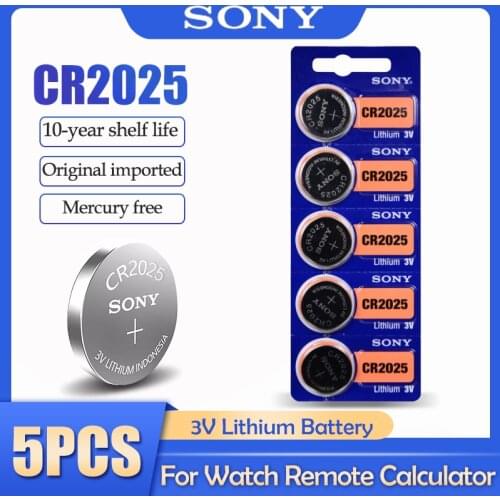 5PCS Sony CR2025 CR 2025 DL2025 BR2025 KCR2025 3V Lithium Battery For Watch Toy Remote Control Meter Button Cell Batteries Coin