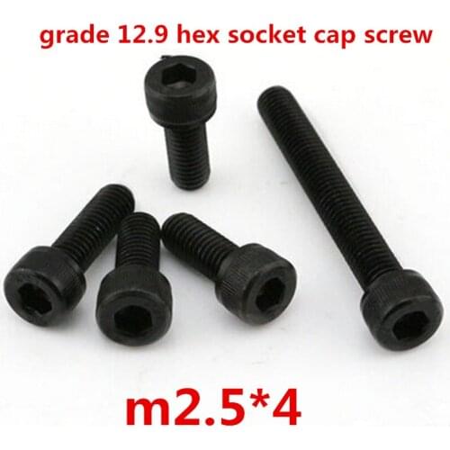 500pcs m2.5*4 high strength grade 12.9 alloy steel with black oxide hexagonal / hex socket head cap screw