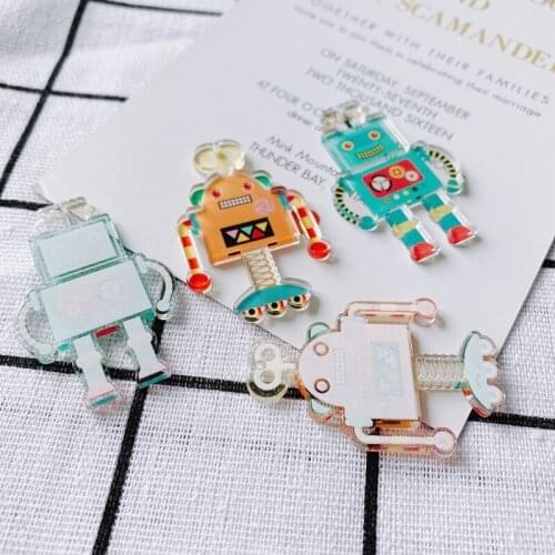 DIY jewelry accessories cute and fun acrylic robot pendant mobile phone shell pendant material