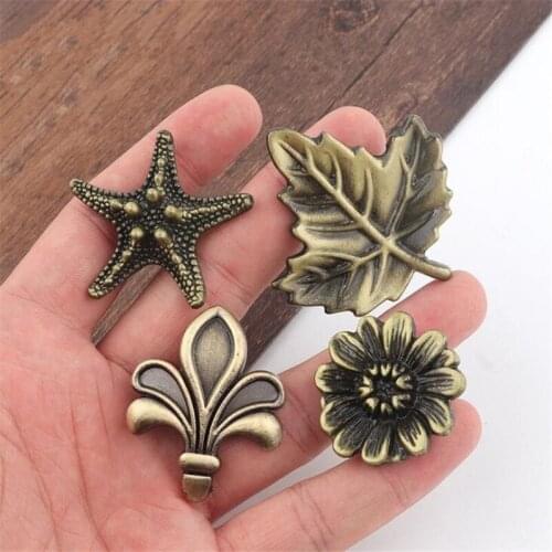 2021 New Antique Drawer Alloy Handle Leaf Flower Plant Green Bronze Brushed Electroplating Anti-rust Handles Furniture Pulls