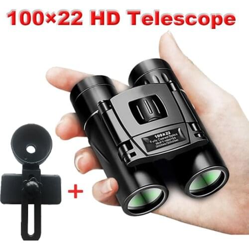 100X22 Binoculars 30000M Long Range HD Binoculars Portable FMC BAK4 Zoom Outdoor Travel Telescope with Phone Clips Take Pictures