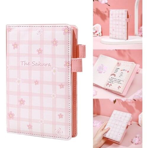 Cherry Blossoms Notebook A6 Sakula Notepad Notebook w/ 2 Pen Holders Study Notebook School Office Stationary