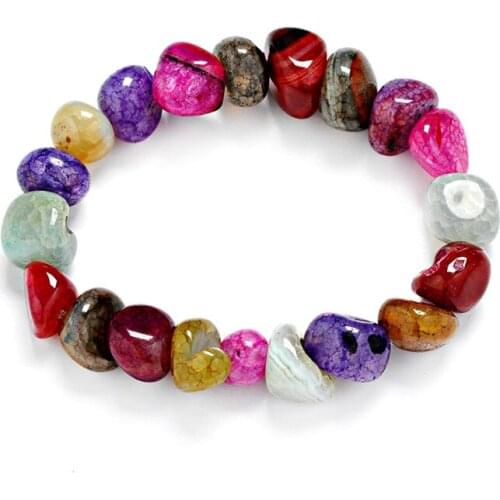 Druzy Random Colorful Crackled Irregular Natural Gemstoness Bracelet 10*11mm Irregular Mixed Color Agates Bracelet