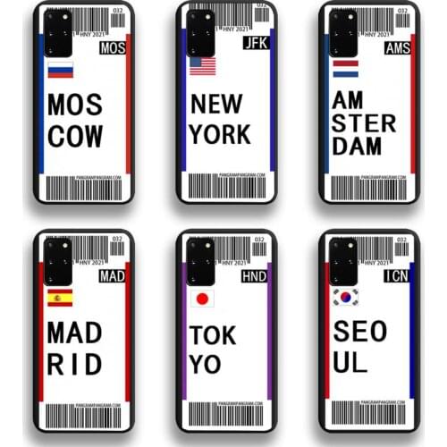 World Country Label Air Tickets Phone Case For Samsung Galaxy S20 FE plus Ultra S6 S7 edge S8 S9 plus S10 5G lite 2020