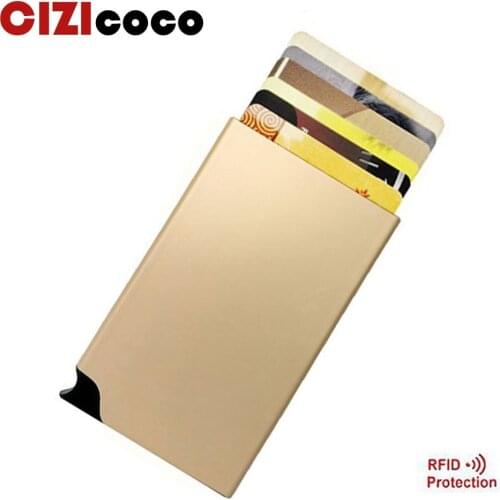Cizicoco Women Men Antitheft metal card holder fashion RFID aluminium credit card holder Popup Automatically Colourful Card box