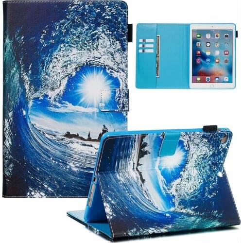 Coloured drawing PU Leather Tablet Case For IPad 9.7 2017 2018 Air 1 2 Ipad 5 6 9.7 inch Universal Funda Smart Stand Cover+pen