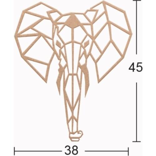 DS62 Decorative Wall hanging Elephant Figure, Unpainted Mdf Trim