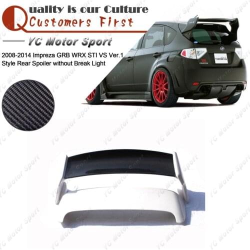 FRP Fiber Glass Rear Spoiler with CF Blade Fit For 2008-2014 Impreza GRB WRX STI VS Style Rear Spoiler without Break Light