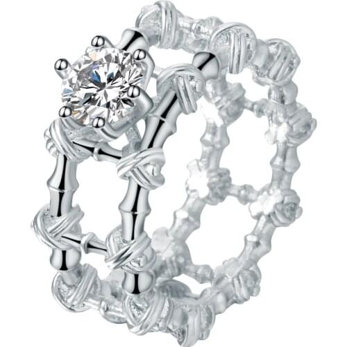 Hainon Fashion hot silver color rings filled White CZ stone anniversary ring Jewelry Punk motor gift Cool Girl Finger Rings