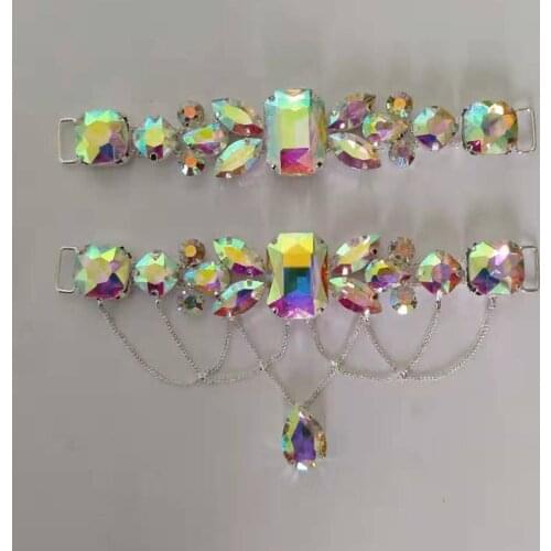 Hot Sale 20pcs/lot 5.2" Crystal AB Bikini Connector Rhinestone Connector Wedding Bridal Applique LSRC1012