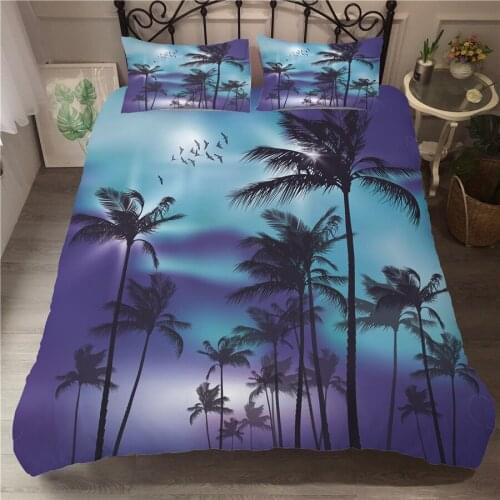 A Bedding Set 3D Printed Duvet Cover Bed Set Holiday Coconut Tree Home Textiles for Adults Bedclothes with Pillowcase #YS02