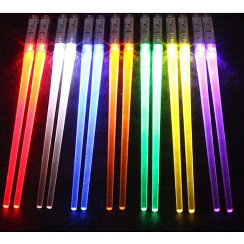 Creative 1 Pair Led Lightsaber Chopsticks Light Up Durable Lightweight Kitchen Dinning Room Party Portable Food Safe Tableware