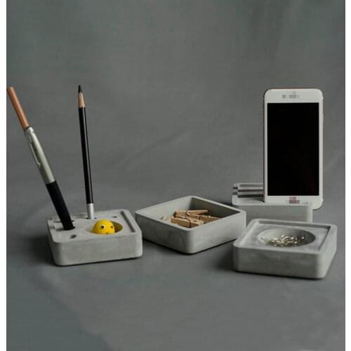 Square Concrete Molds For Pen Holder Silicone Storage Container Mold Phone Bracket Molds Cement Rack Mould