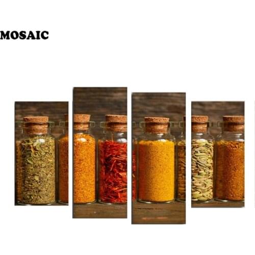 4 Pieces Spices And Glass Bottle Painting 3D Diamond Painting Cross Stitch Diy Diamond Embroidery Full square Diamond Mosaic