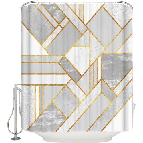 Gold City Extra Long Fabric Bath Shower Curtains Bathroom Decor Sets with Hooks