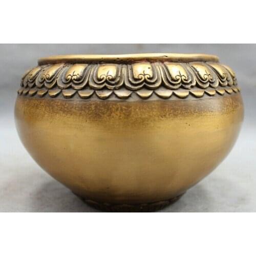Song voge gem S2576 Tibet Bronze Folk Auspicious Statue Buddhist Temple Bowl Incense Burner Censer