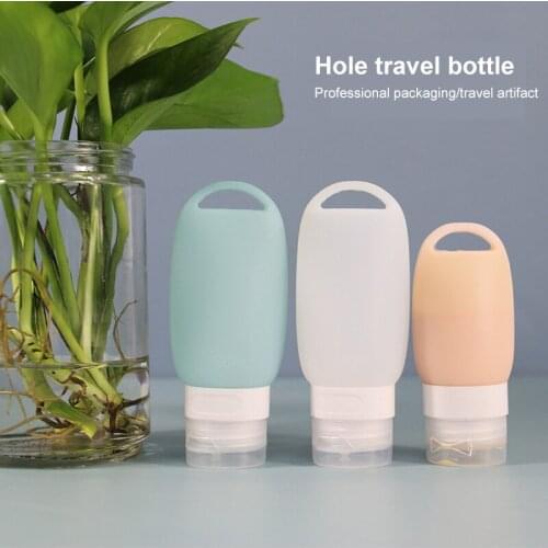 1pc 90ml Portable travel plastic silicone keychain bottle Refillable travel container empty bottle Storage bottle