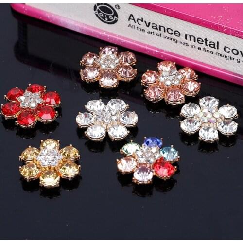 2015New 100Pcs Plum Flower Rhinestone Buttons Flatback Embellishment button DIY accessories ZJ96