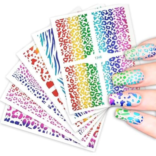 Rainbow Nail Stickers Holographic Stripes Nets Multi-Patterns Image Stickers for Nails Self Adhensive Luxury Nail Art Decoration