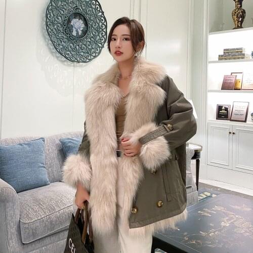 Korean Street Real Fox Fur Coat Oversized Female Jacket Warm Double-sided Coats and Jackets Women 2020 Ropa De Mujer Zjt1221