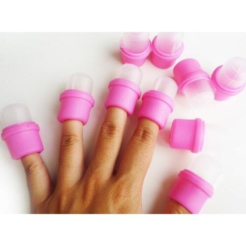 10PCS Plastic Nail Art Equipment Wearable Soak Off Cap Clip UV Gel Nail Polish Remover Wrap DIY Acrylic Pink Nail Beauty Tools