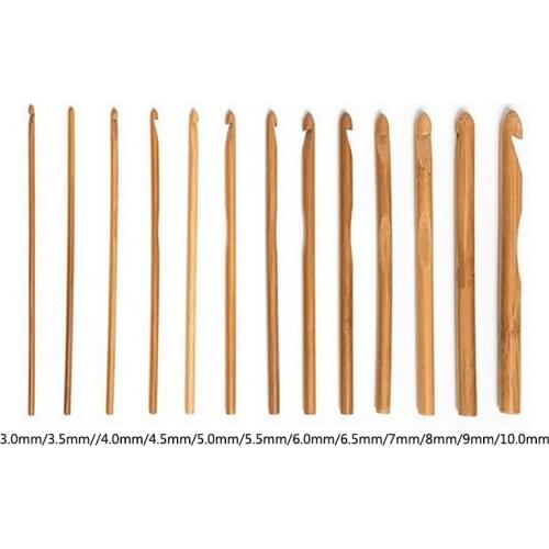 12pcs Bamboo Crochet Hook Set DIY Knitting Needles Handle Knitting Weave Yarn Crafts Household Weaving Tools Crochet Hook
