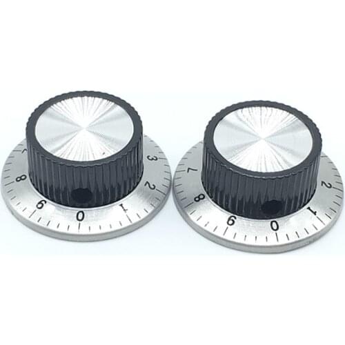 2pcs 6MM Hole With Digital Dial Metal Surface Potentiometer C3 Knob Switch Caps 36X15mm