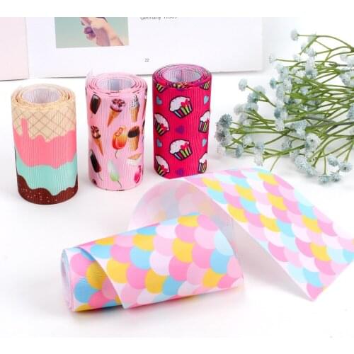 2yards/Roll 7.5cm Printing Ribbon Dessert Cakes Pattern DIY Sewing Craft Supplies Gift Hair Accessories Christmas Decoration