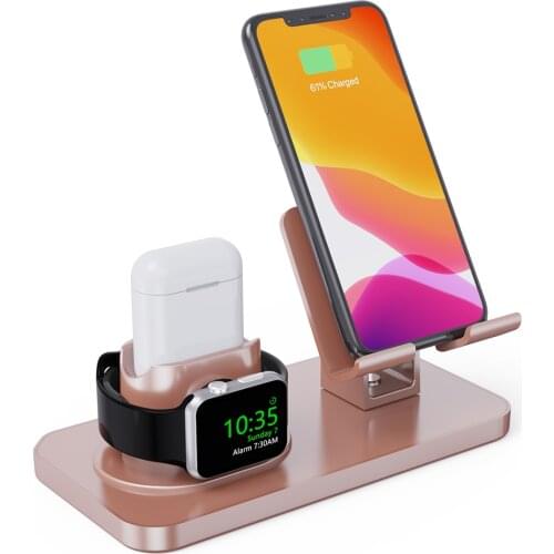 3 in 1 Charging Dock Holder For iPhone X XR XS Max 8 7 6 Silicone Charger Stand for Apple Watch AirPods Charging Station Docking