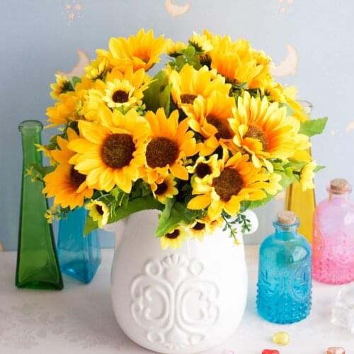 30cm Artificial Plastic Sunflower Bouquet Home Living Room Office Hotel Ornament Christmas Halloween Party Decor Fake Flowers