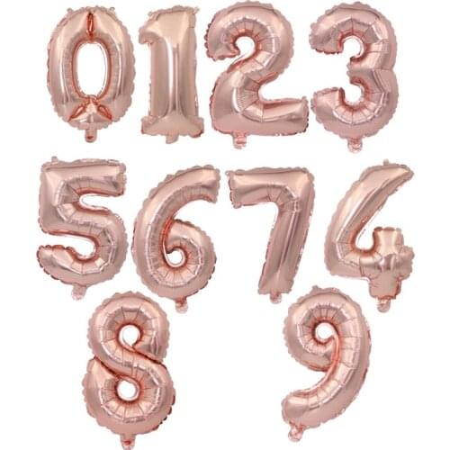 32inch Rose gold Number Foil Balloons Digit air Ballons Happy Birthday Wedding Decoration Letter balloon Event Party Supplies
