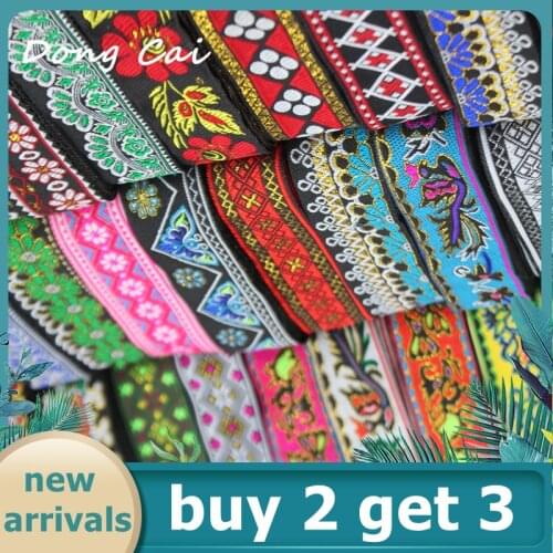 5m/lot wide3.3cm Vintage Ethnic African Lace Fabric Ribbon for Stage dress DIY Clothes Bag Accessories Embroidered Fabric Ribbon