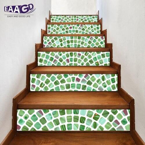 6Pcs/Set DIY 3D Stairway Stickers Mosaic Stairs Stickers Fall Floor Wall Decor Decals Sticker Living Room Decoration