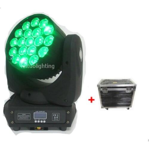 8pcs+fly case rgbw color mixing aura 19x10w 4in1 led zoom wash moving head stage dj disco light