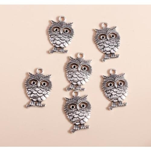 10pcs/lot 23*34mm Vintage Tibetan Silver Bird Owl Charms DIY Fit Necklaces Pendants Earrings Handmade Jewelry Making Accessories