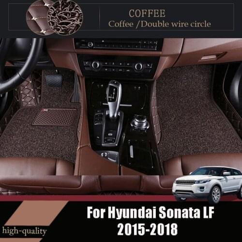 Car Floor Mats Carpets For Hyundai Sonata LF 2018 2017 2016 2015 Luxury Double Layer Wire Loop Leather Auto Accessories Parts