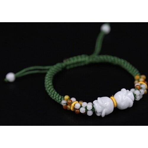 Multi-style hand-woven safety buckle jadeite Bracelet Adjustable natural jadeite Bracelet