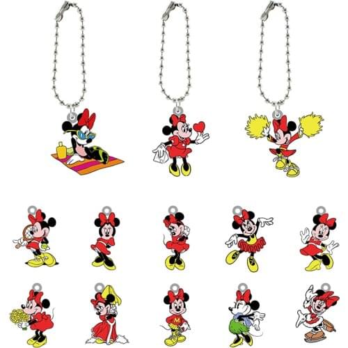 Disney Minnie Mickey Mouse Personality Funny Acrylic Jewelry Keychain Cartoon Fashion Jewelry Keychain