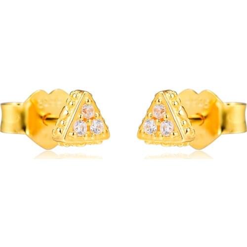CKK Earrings for women Sparkling Triangles Stud Earring BrincoS 925 Sterling Silver Jewelry Pendientes Earings Orecchini