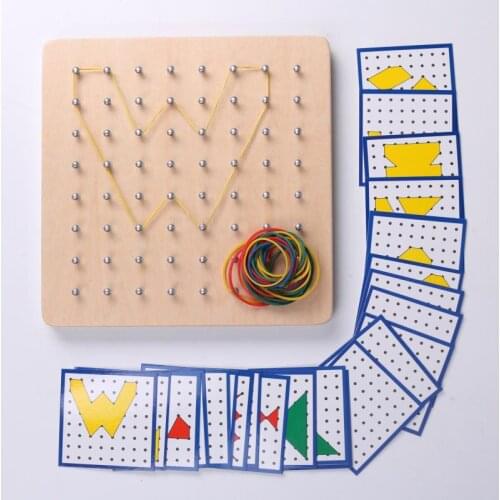 Baby Toy Montessori geometry Rubber educational toys child Creative Graphics Tie Nail Boards with Cards learning tools