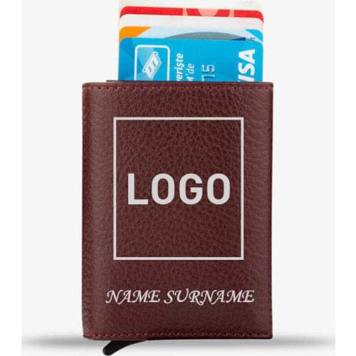 Customisable Automatic Pop-Up Leather Card Holder Burgundy