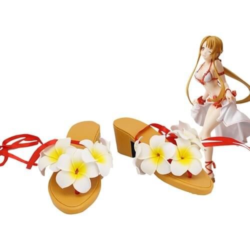 Sword Art Online Asuna SwimSuit Cosplay Sandals Flower Shoes Custom Made Any Size