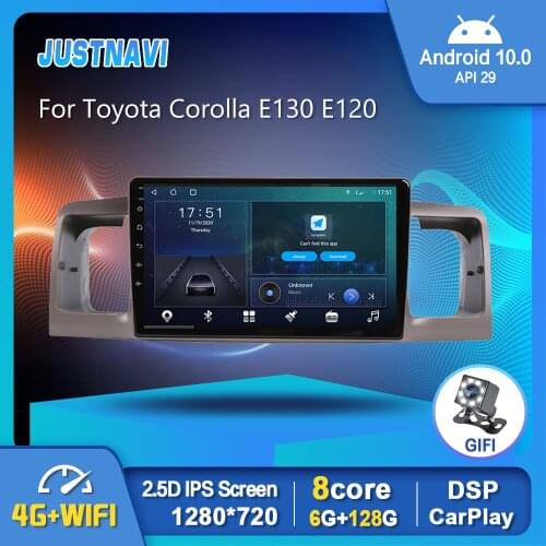 JUSTNAVI For Toyota Corolla E130 E120 2000-2004 Car Radio Android 10.0 Carplay Auto Stereo BT Multimedia Video Player WIFI GPS