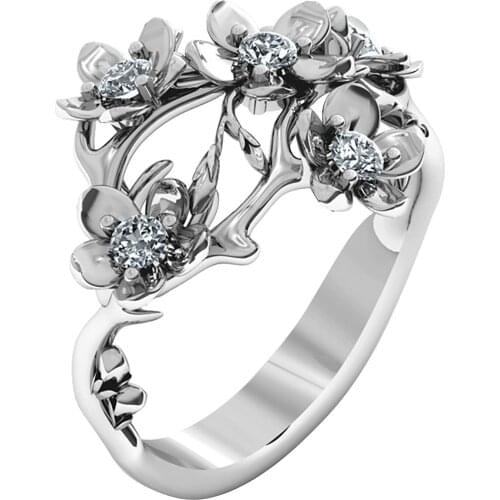 Rings for Women 925 Sterling Fashion Floral Silver Ring White Sapphires Engagement Jewelry For Women Jewelry Gift new design