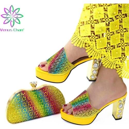 Shoes and Bag Set African Sets 2020 Hot Selling Italian Style Slingbacks African Women Slippers Nigerian Sandals High Quality