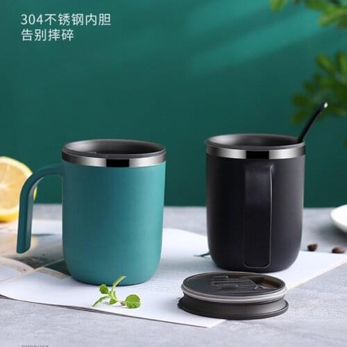 Stainless Steel Milk Coffee Mug Double Layer Leakproof Coffee Cup With Lid Kitchen Drinkware Breakfast Tea Mugs coffee cups